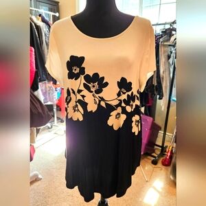 Alfani Floral Black and White Women's Top Size XL